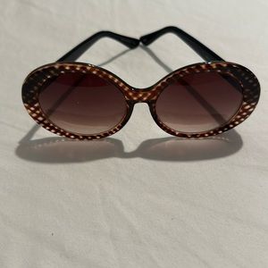 Gingham print round frame sunglasses